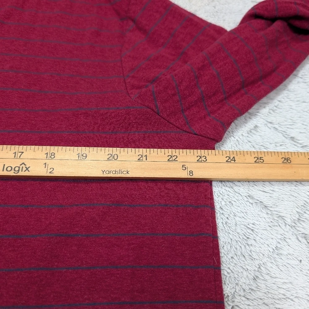 Marine Layer Shirt Mens L/XL Red Maroon Stripe Henley Long Sleeve Cotton